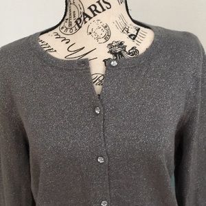 Metallic gray cardigan sweater